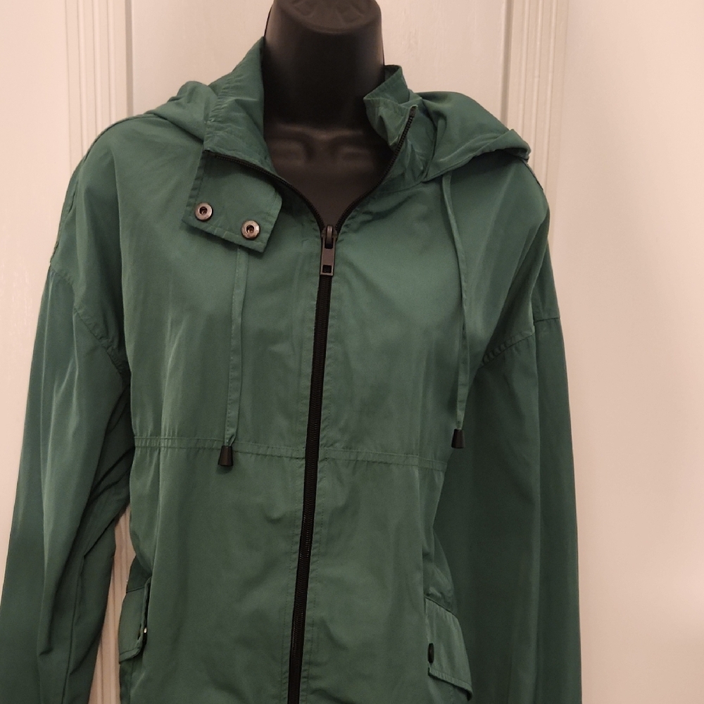 Chico's Teal Green Hooded Utility Jacket
